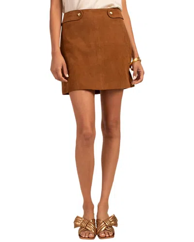 Trina Turk Riya Goat Suede Skirt In Brown