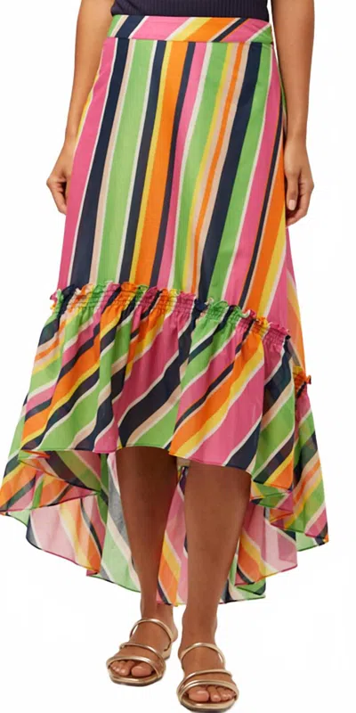 Trina Turk Rosamund 2 High-low Skirt In Splash Stripe In Multi