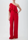 Trina Turk Royal One-shoulder Ruffle Jumpsuit In Red Spark