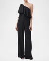 Trina Turk Royal One-shoulder Ruffle Jumpsuit In Black