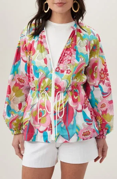 Trina Turk Rue Zip Front Jacket In Pink Multi