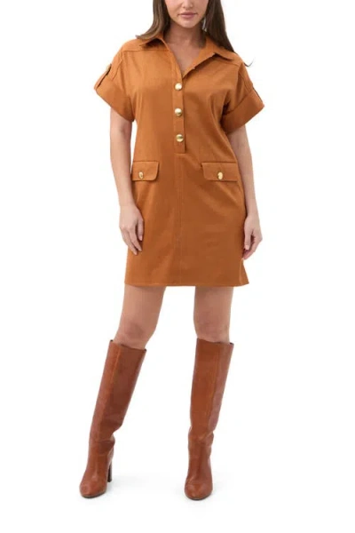 Trina Turk Sequoia Faux Suede Dress In Brown