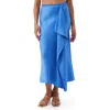 Trina Turk Sahel Satin Midi Skirt In Beach Ball Blue