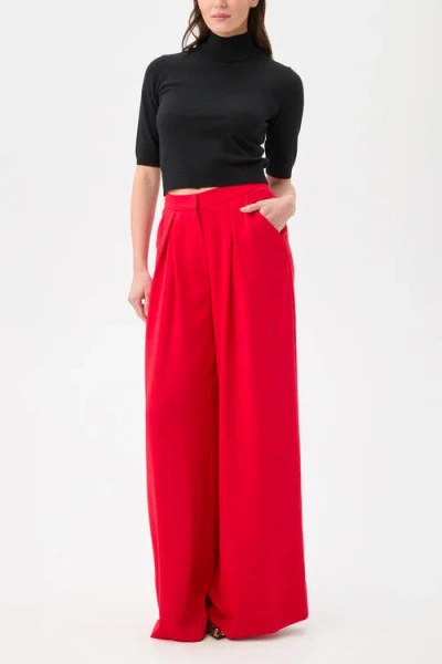 Trina Turk Saige Drapey Wide Leg Pant In Red