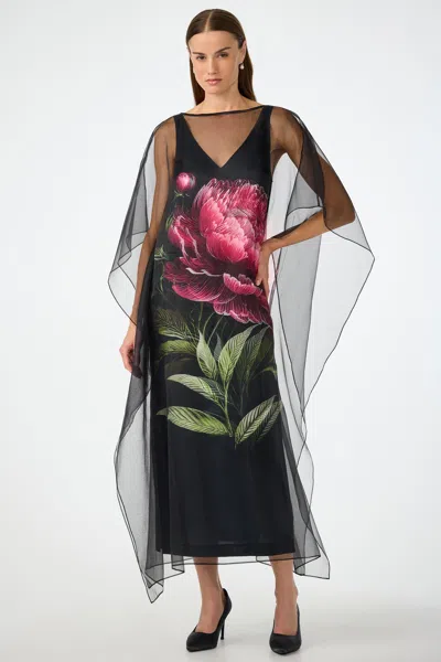 Trina Turk Salon Organza Midi Dress In Black