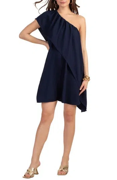 Trina Turk Satisfied One-shoulder Dress In Indigo