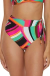 Trina Turk Scoop High Waist Bikini Bottoms In Pink Multi