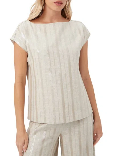 Trina Turk Sequin Striped Breene Top In Brown