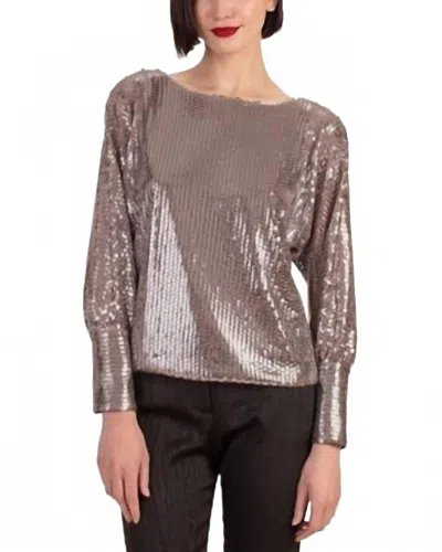 Trina Turk Sequin Top In Silver In Gray