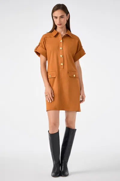 Trina Turk Sequoia Suede Mini Shirtdress In Brown