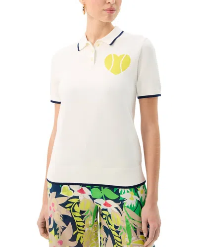 Trina Turk Serena Heart Polo Shirt In White