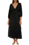Trina Turk Women's Serene Cotton Gauze Back-cutout Cover-up Dress In Black