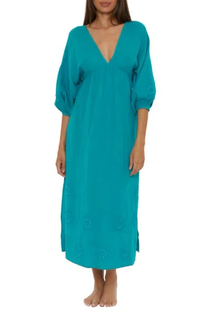 Trina Turk Serene Cotton Cover-up Maxi Dress In Blue