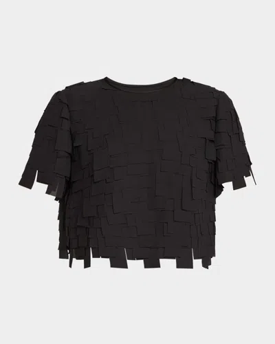 Trina Turk Serilda Cropped Fringe Top In Black