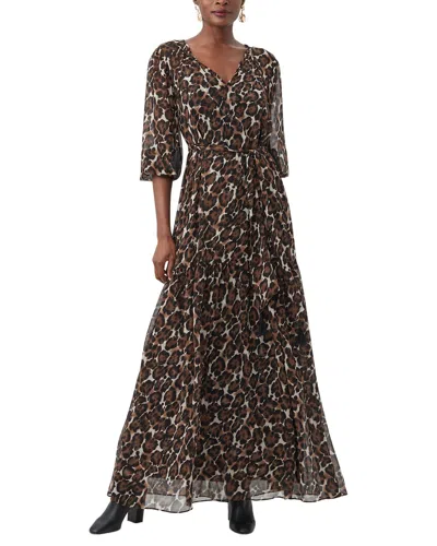 Trina Turk Shalina Leopard Print Balloon Sleeve Chiffon Maxi Dress In Brown
