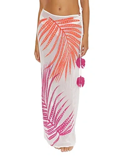 Trina Turk Sheer Tropics Embroidered Mesh Cover-up Skirt In Multi