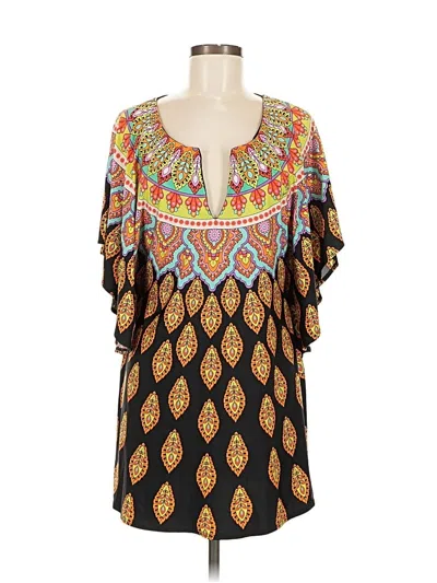 Pre-owned Trina Turk Short Sleeve Blouse In Black