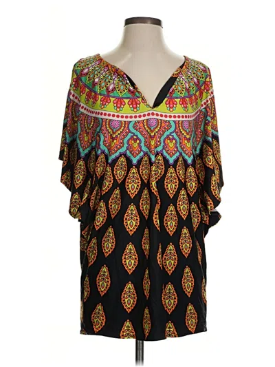 Pre-owned Trina Turk Short Sleeve Blouse In Black