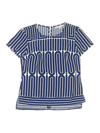 Pre-owned Trina Turk Short Sleeve Blouse In Blue