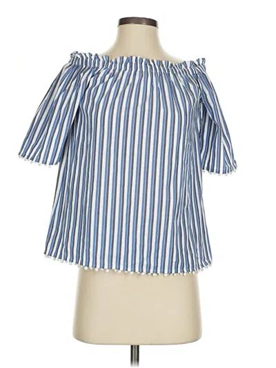 Pre-owned Trina Turk Short Sleeve Blouse In Blue