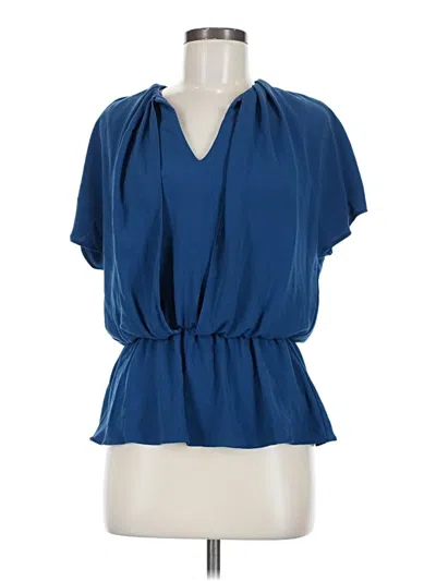 Pre-owned Trina Turk Short Sleeve Blouse In Blue