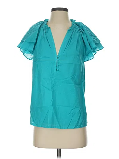 Trina Turk Short Sleeve Blouse In Blue