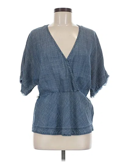Pre-owned Trina Turk Short Sleeve Blouse In Blue