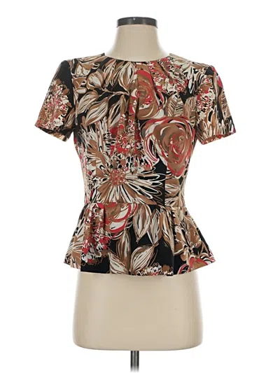 Pre-owned Trina Turk Short Sleeve Blouse In Brown