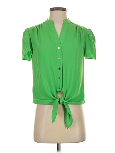 Pre-owned Trina Turk Short Sleeve Blouse In Green