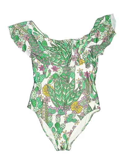 Pre-owned Trina Turk Short Sleeve Blouse In Green