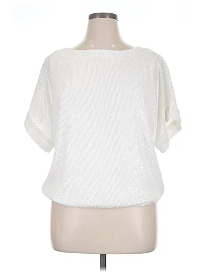 Pre-owned Trina Turk Short Sleeve Blouse In Ivory