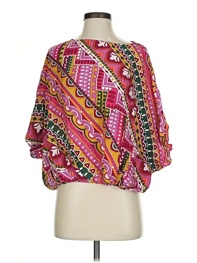 Pre-owned Trina Turk Short Sleeve Blouse In Pink