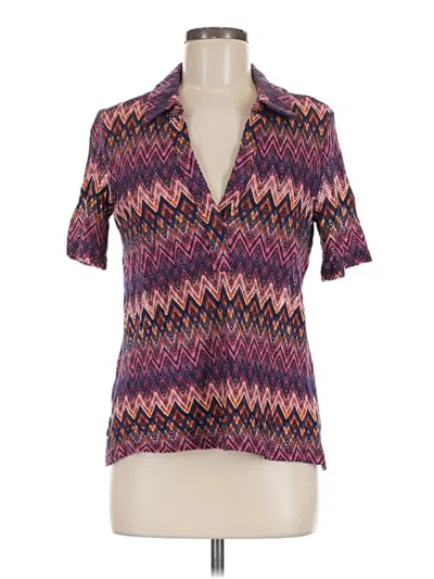 Pre-owned Trina Turk Short Sleeve Blouse In Purple