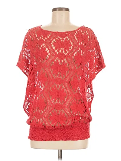Pre-owned Trina Turk Short Sleeve Blouse In Red