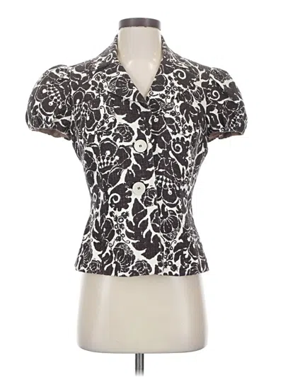 Pre-owned Trina Turk Short Sleeve Blouse In Silver