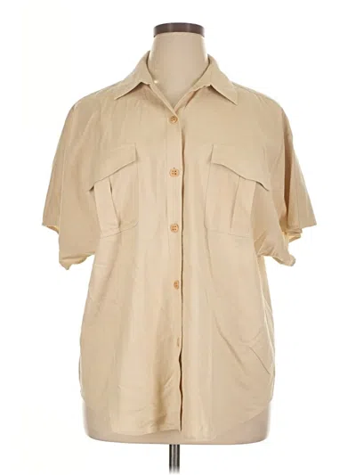 Pre-owned Trina Turk Short Sleeve Button Down Shirt In Brown