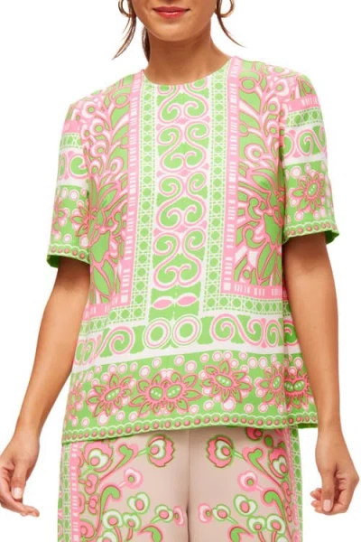 Trina Turk Short Sleeve Printed Riggs Top In Multi