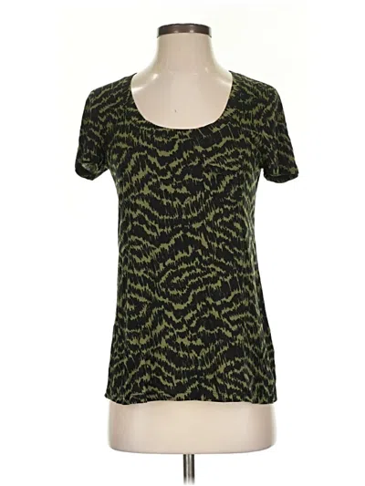Pre-owned Trina Turk Short Sleeve Top Green Scoop Neck Tops