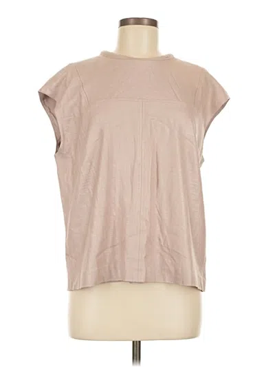 Trina Turk Short Sleeve Top Tan High Neck Tops In Neutral