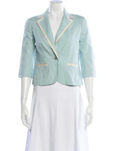Pre-owned Trina Turk Silk Blazer In Green