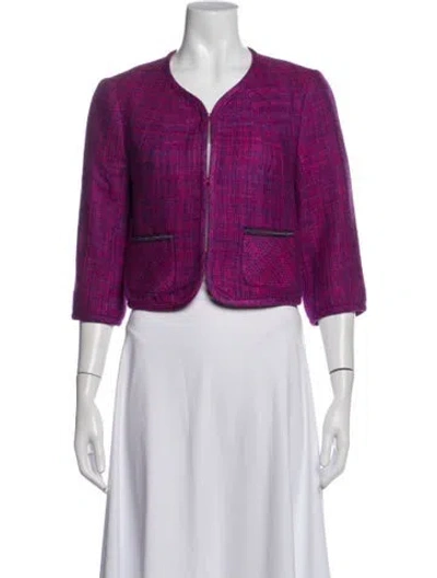 Pre-owned Trina Turk Silk Patterned Jacket In Purple