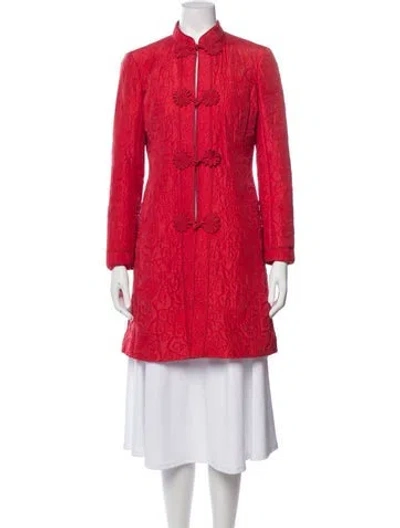 Pre-owned Trina Turk Silk Printed Trench Coat In Pink