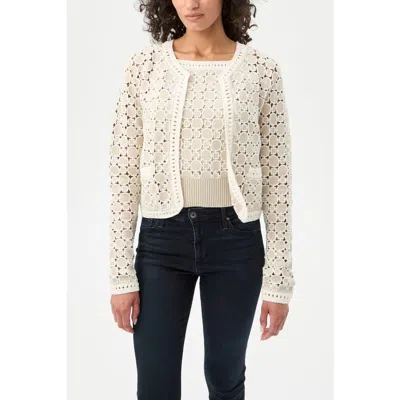 Trina Turk Sinai Geometric Knit Cardigan In Biarritz Beige/whitewash
