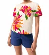 Trina Turk Siona Flower Top In Floral Beige In Multi