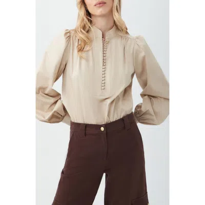 Trina Turk Sisi Long Sleeve Organic Cotton Shirt In Neutral