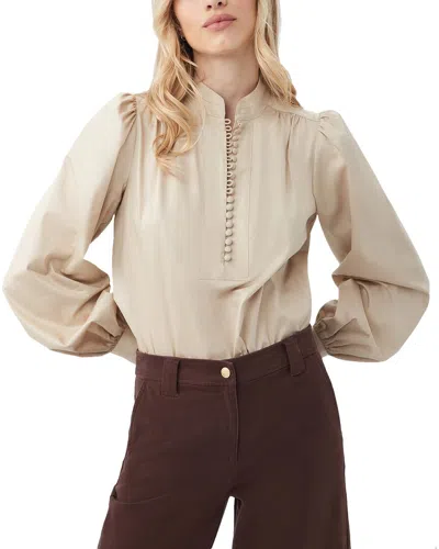 Trina Turk Sisi Long Sleeve Organic Cotton Shirt In Neutral