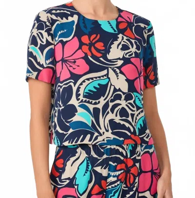Trina Turk Sitio Printed Short Sleeve Top In Multi