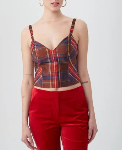 Trina Turk Siwan 3 Sleeveless Plaid-print Crop Top In Multi