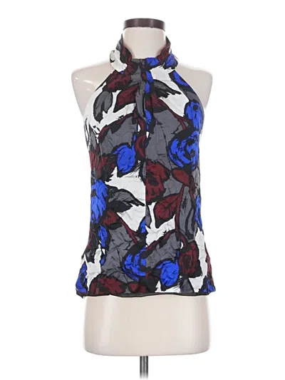 Pre-owned Trina Turk Sleeveless Silk Top Blue Halter Neckline Tops