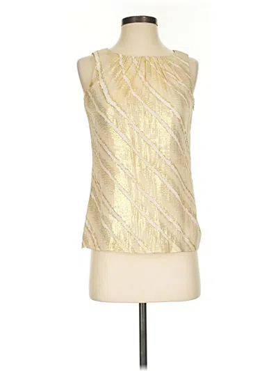 Pre-owned Trina Turk Sleeveless Silk Top Gold One Shoulder Neckline Tops